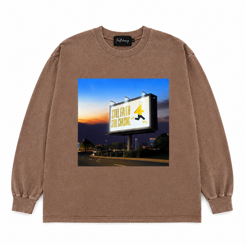 Vintage Washed Brown "Still Chasing" Sweater