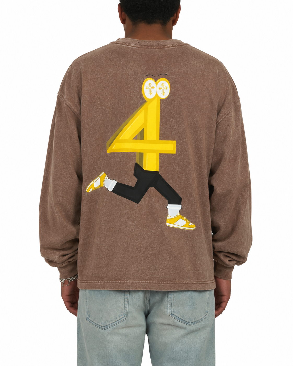 Vintage Washed Brown "Still Chasing" Sweater