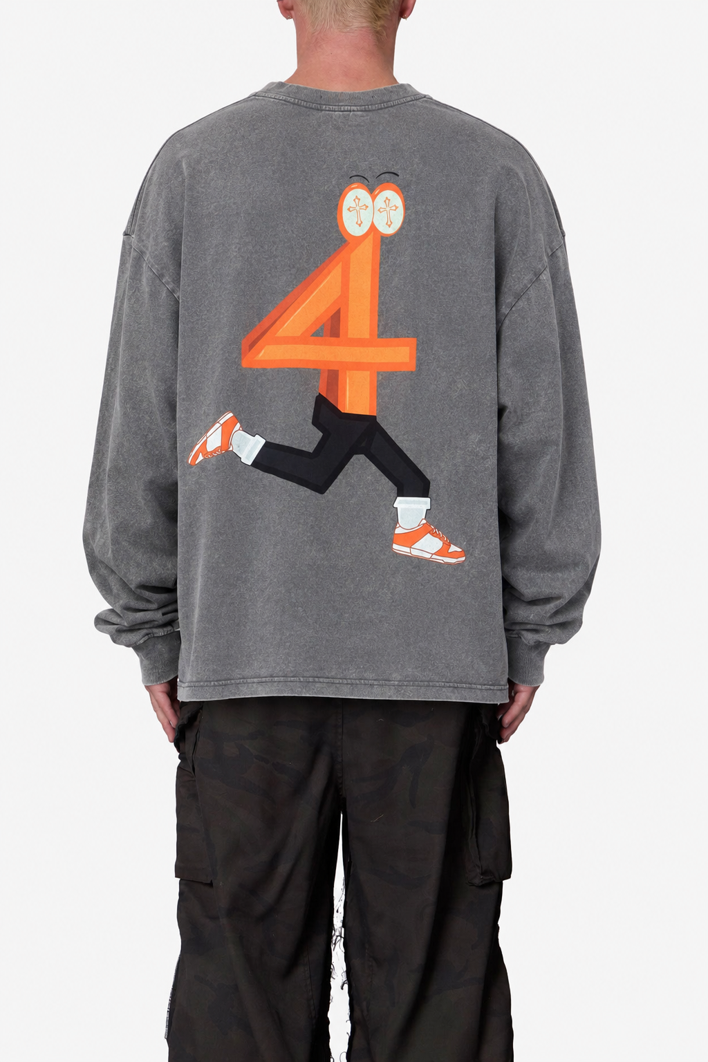 Vintage Washed Grey "Still Chasing" Sweater